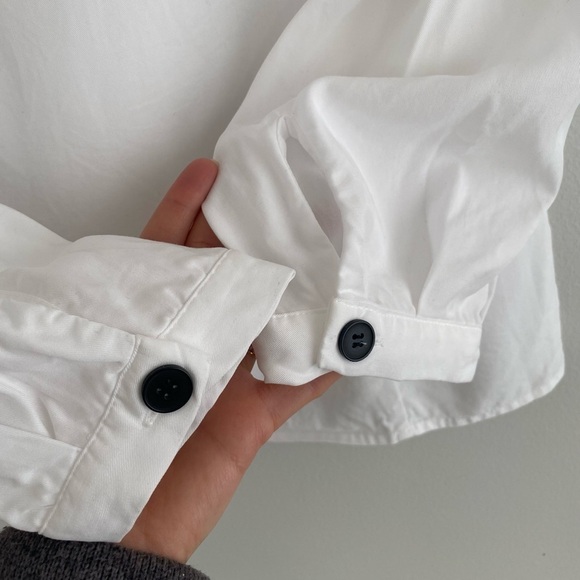FRANK & Oak 100% Cotton White Button Down Long Sleeve Blouse Size M - Picture 8 of 8